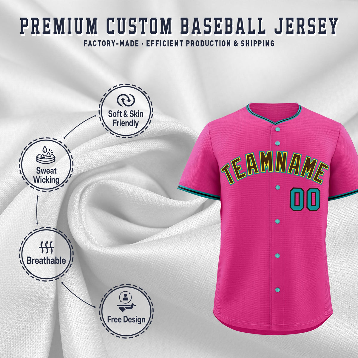 Custom Rose Red Black Teal Classic Style Stitched Sports Uniform For Men Women Youth Personalized Quick Dry Baseball Jersey| KXKSHOP