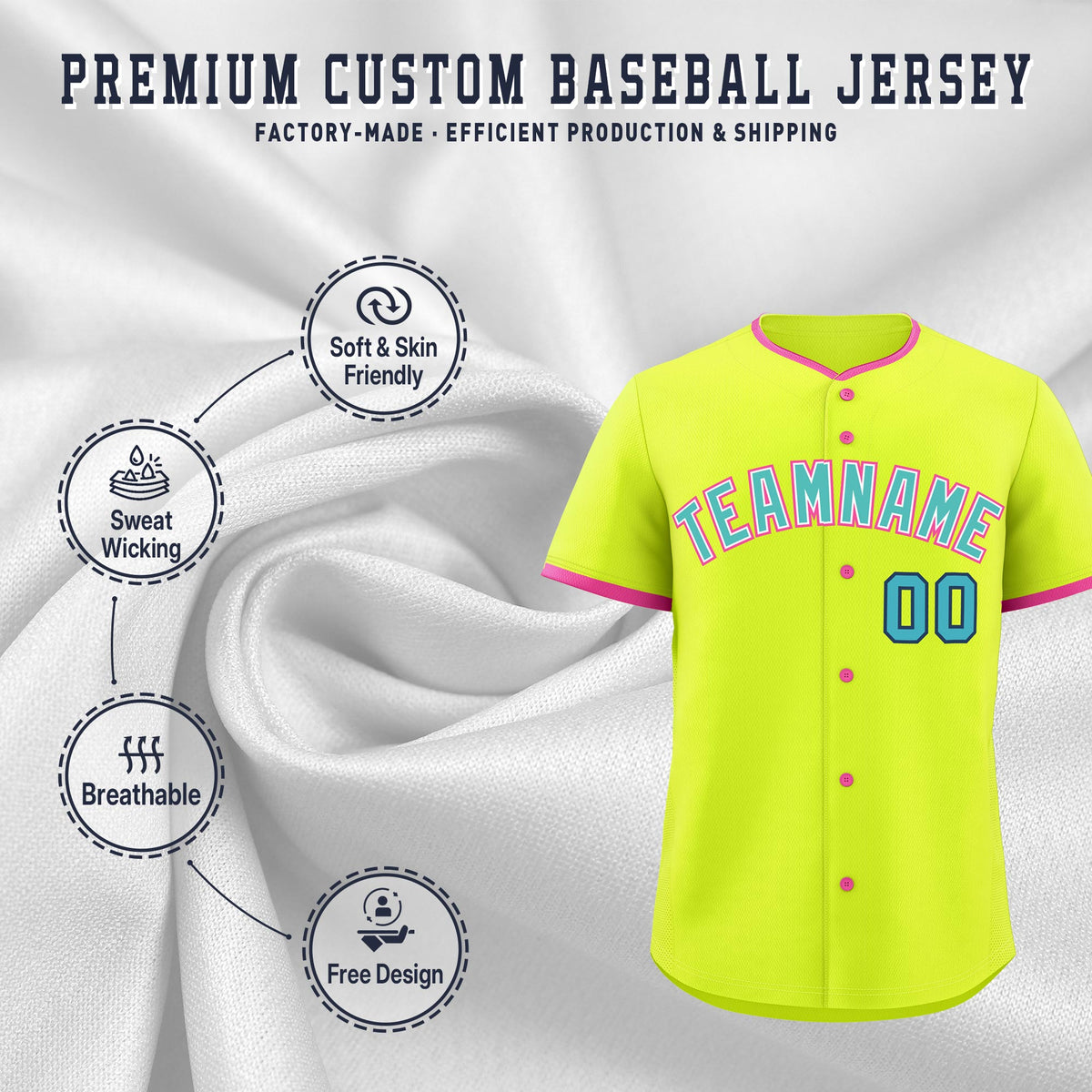 Custom Fluorescent Green Rose Red Teal Classic Style Stitched Sports Uniform For Men Women Youth Personalized Lightweight Baseball Jersey| KXKSHOP