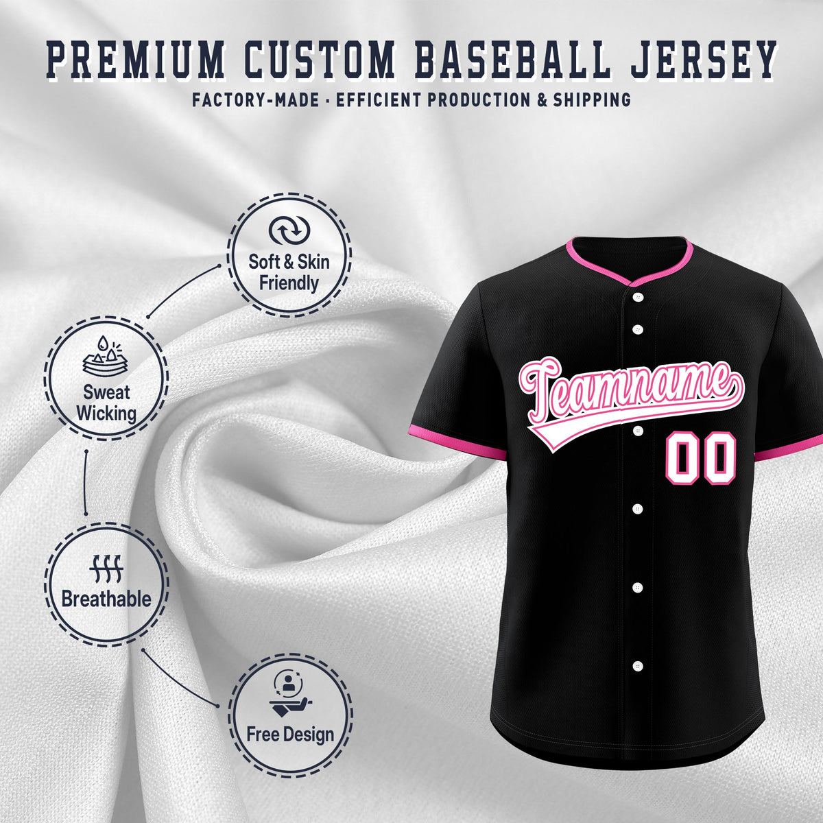 Custom Black Rose Red White Classic Style Stitched Sports Uniform For Men Women Youth Personalized Lightweight Baseball Jersey| KXKSHOP