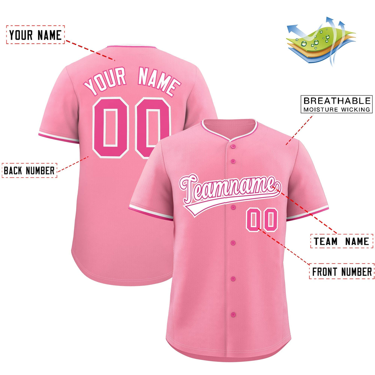 Custom Light Pink White Rose Red Classic Style Stitched Sports Uniform For Men Women Youth Personalized Lightweight Baseball Jersey| KXKSHOP