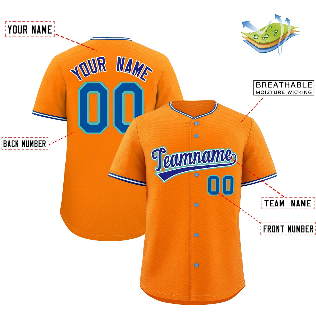 Custom Orange White Royal Classic Style Stitched Sports Uniform For Men Women Youth Personalized Lightweight Baseball Jersey| KXKSHOP