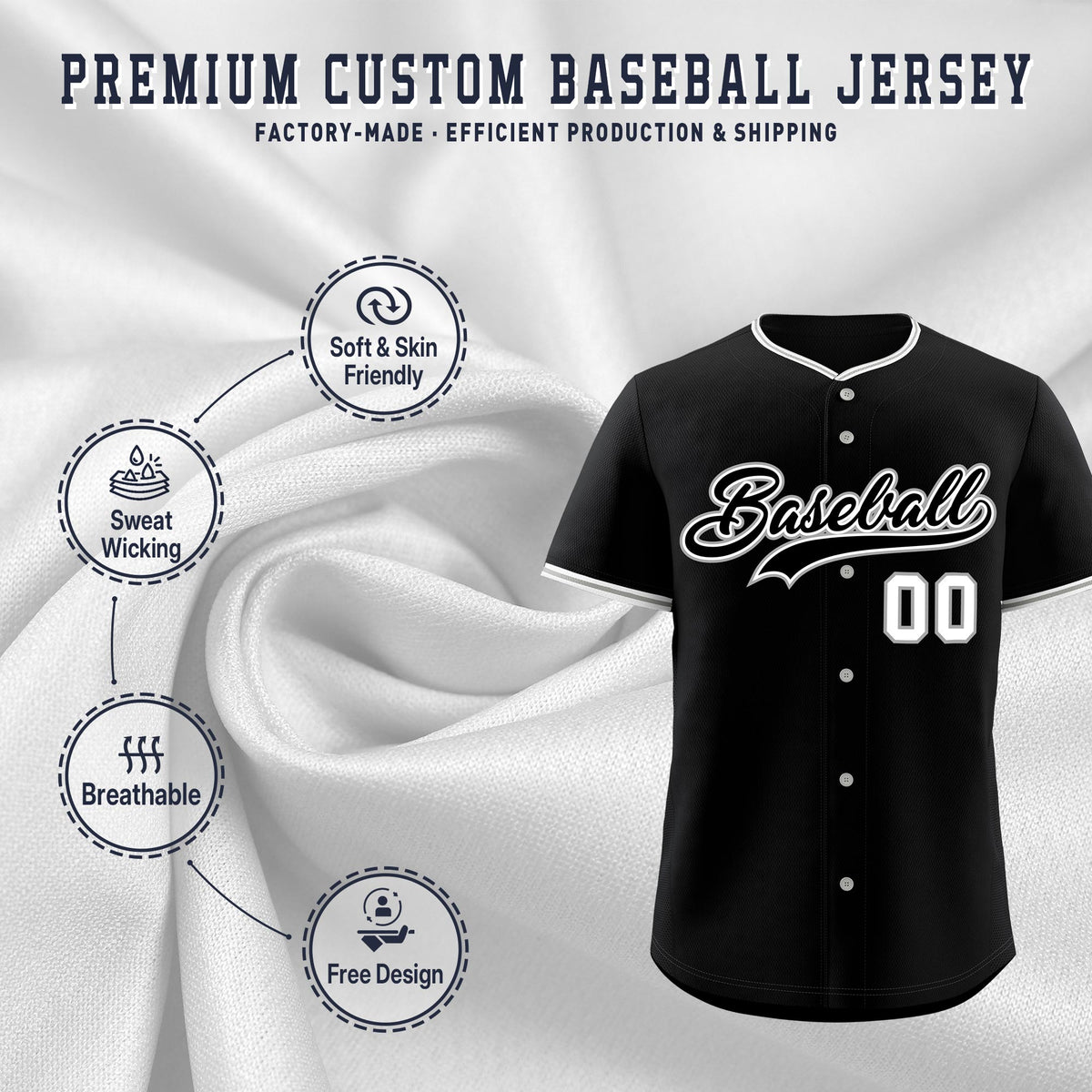 Custom Black Gray White Classic Style Stitched Sports Uniform For Men Women Youth Personalized Quick Dry Baseball Jersey| KXKSHOP