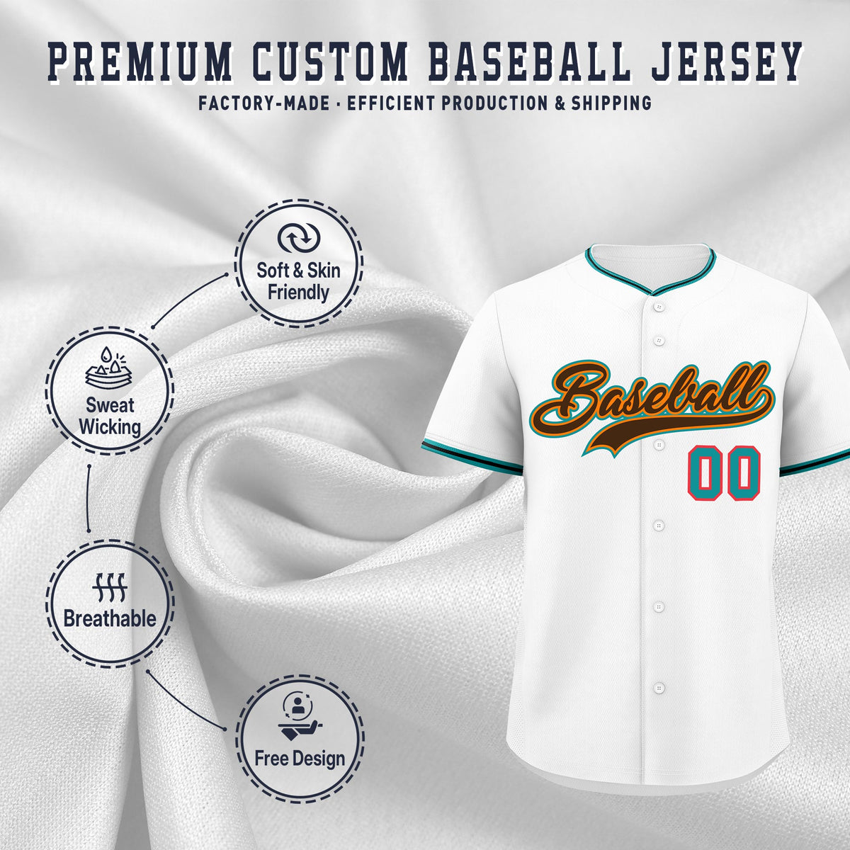 Custom White Black Teal Classic Style Stitched Sports Uniform For Men Women Youth Personalized Quick Dry Baseball Jersey| KXKSHOP