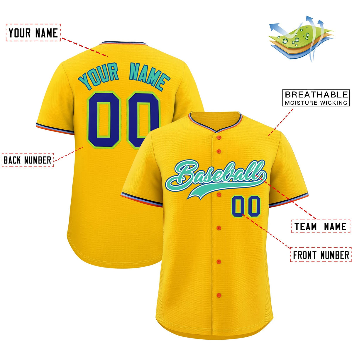 Custom Yellow Powder Blue Black Classic Style Stitched Sports Uniform For Men Women Youth Personalized Lightweight Baseball Jersey| KXKSHOP