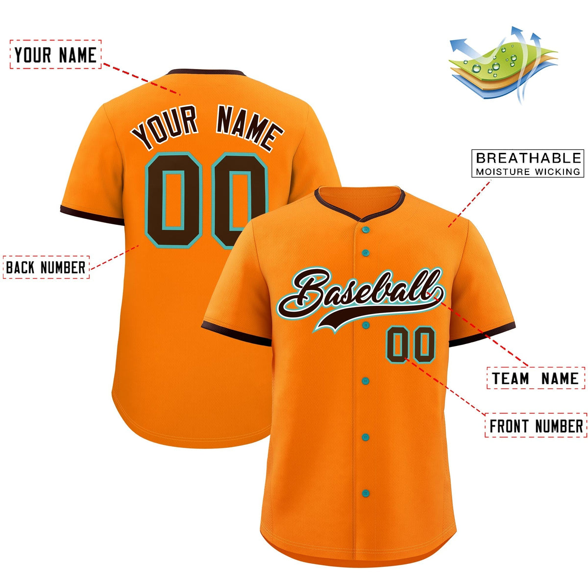 Custom Orange Brown White Classic Style Stitched Sports Uniform For Men Women Youth Personalized Quick Dry Baseball Jersey| KXKSHOP