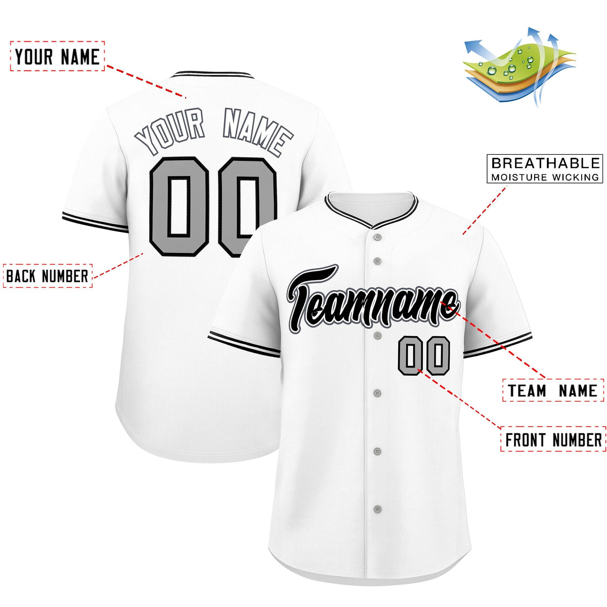 Custom White Black Gray Classic Style Stitched Sports Uniform For Men Women Youth Personalized Lightweight Baseball Jersey| KXKSHOP