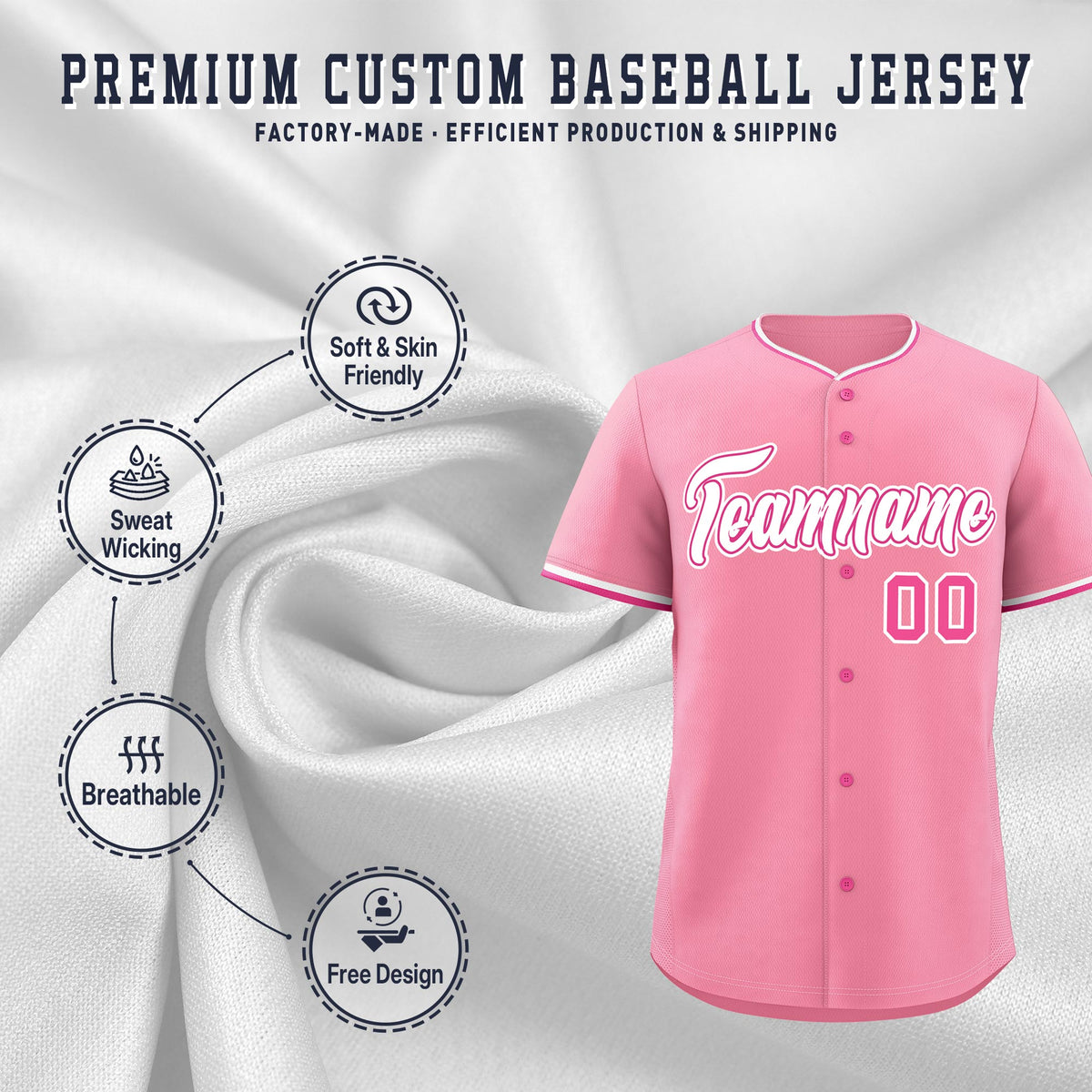 Custom Light Pink White Rose Red Classic Style Stitched Sports Uniform For Men Women Youth Personalized Lightweight Baseball Jersey| KXKSHOP
