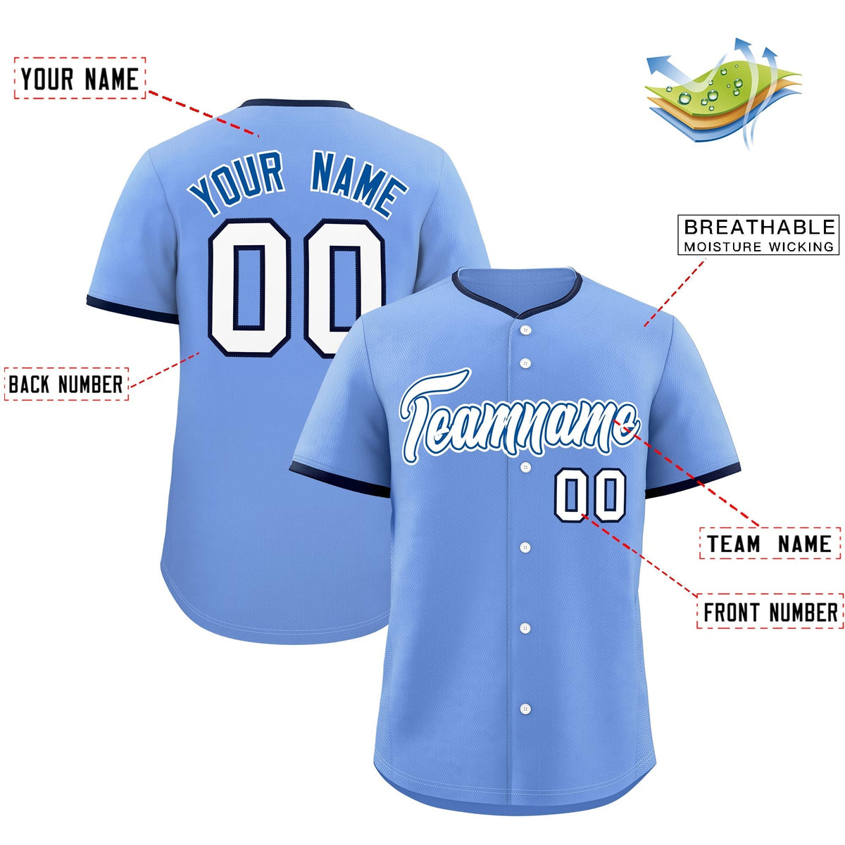 Custom Light Blue White Royal Classic Style Stitched Sports Uniform For Men Women Youth Personalized Lightweight Baseball Jersey| KXKSHOP