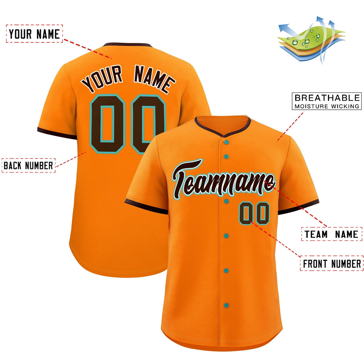 Custom Orange Brown White Classic Style Stitched Sports Uniform For Men Women Youth Personalized Quick Dry Baseball Jersey| KXKSHOP