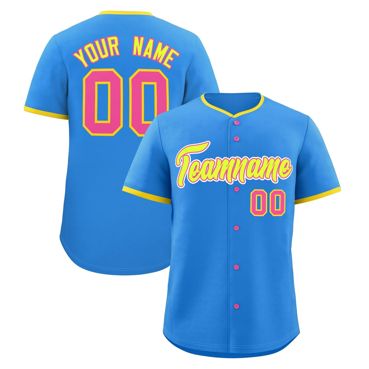 Custom Light Blue Fluorescent Green Pink Classic Style Stitched Sports Uniform For Men Women Youth Personalized Lightweight Baseball Jersey| KXKSHOP