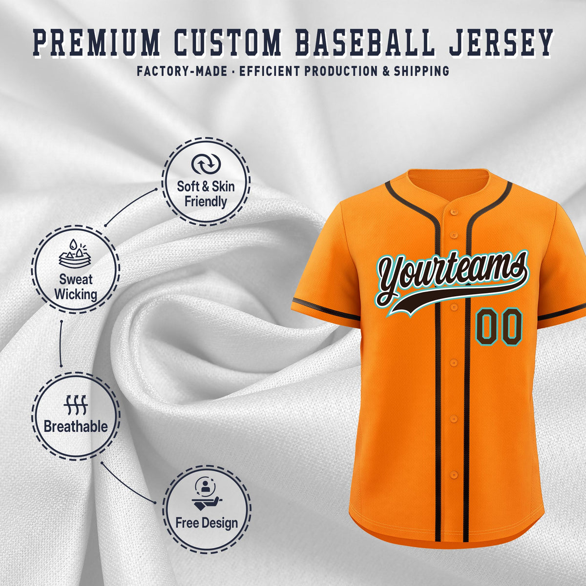 Custom Orange Classic Style Stitched Sports Uniform Personalized For Teams Lightweight Baseball Jersey| KXKSHOP