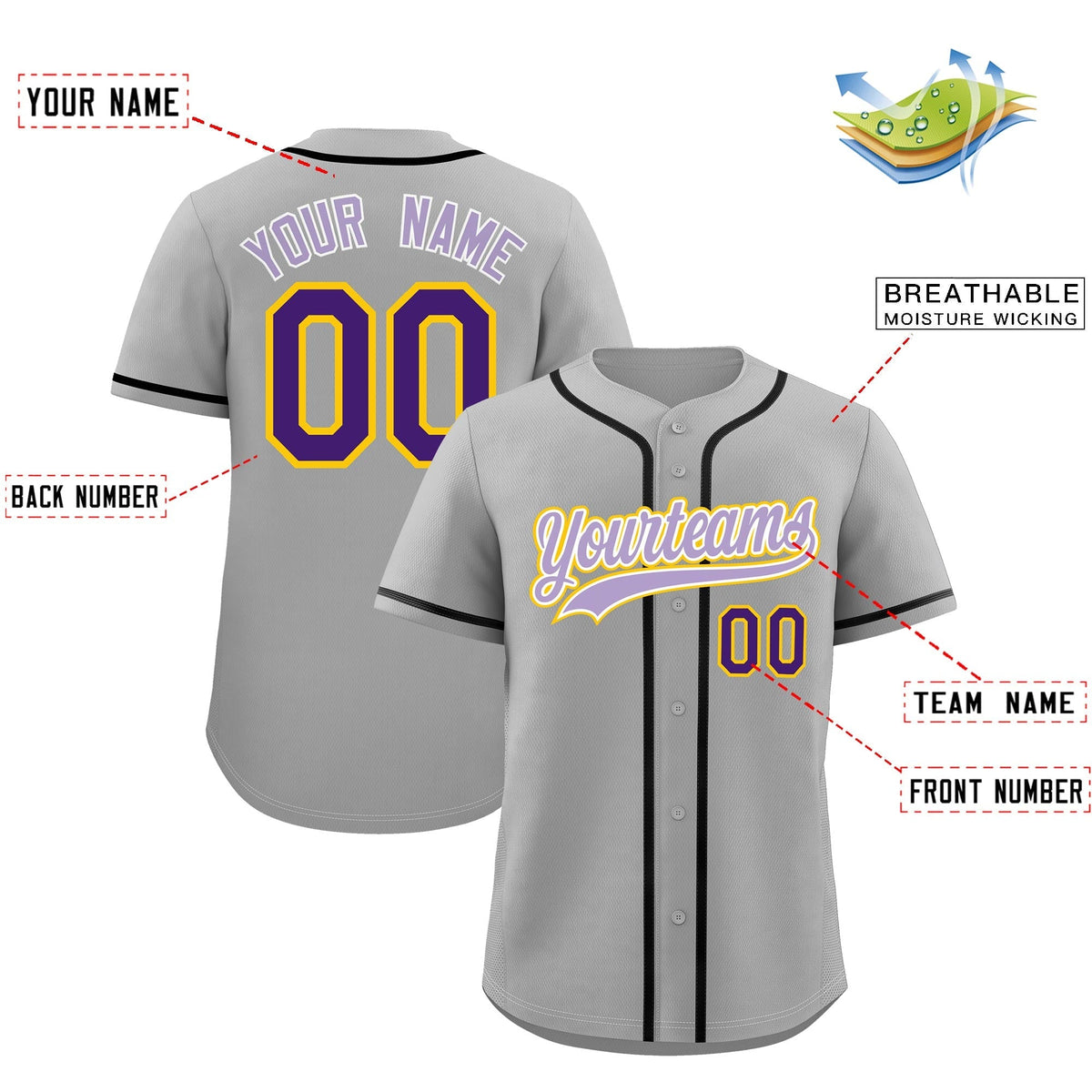Custom Light Gray Classic Style Stitched Sports Uniform Personalized For Teams Lightweight Baseball Jersey| KXKSHOP