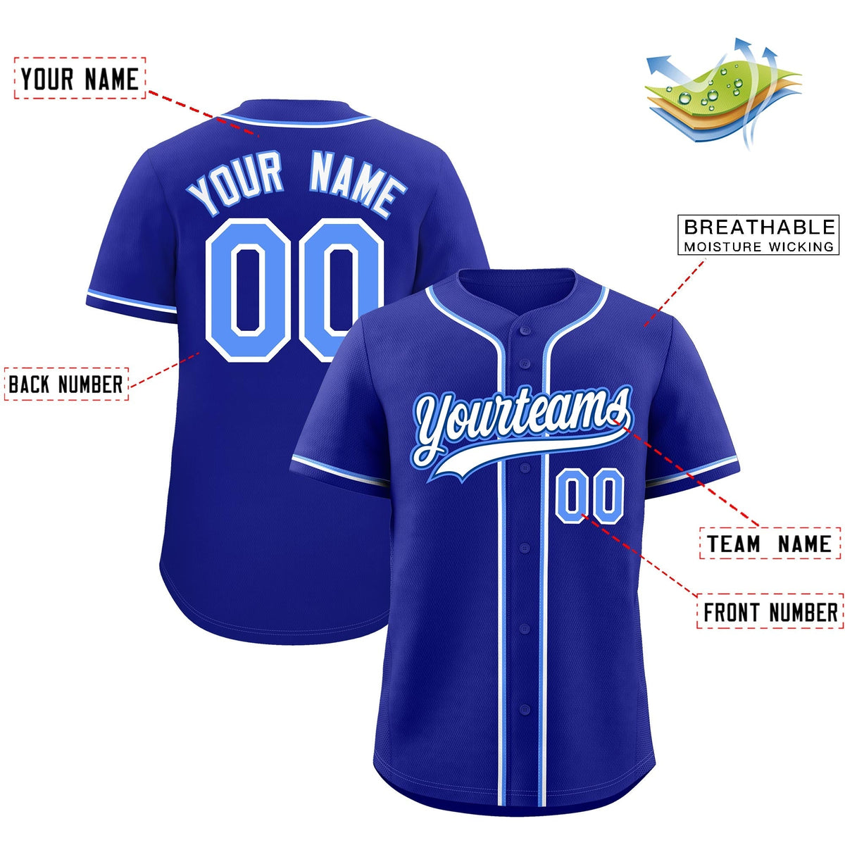 Custom Royal Classic Style Stitched Sports Uniform Personalized For Teams Quick Dry Baseball Jersey| KXKSHOP