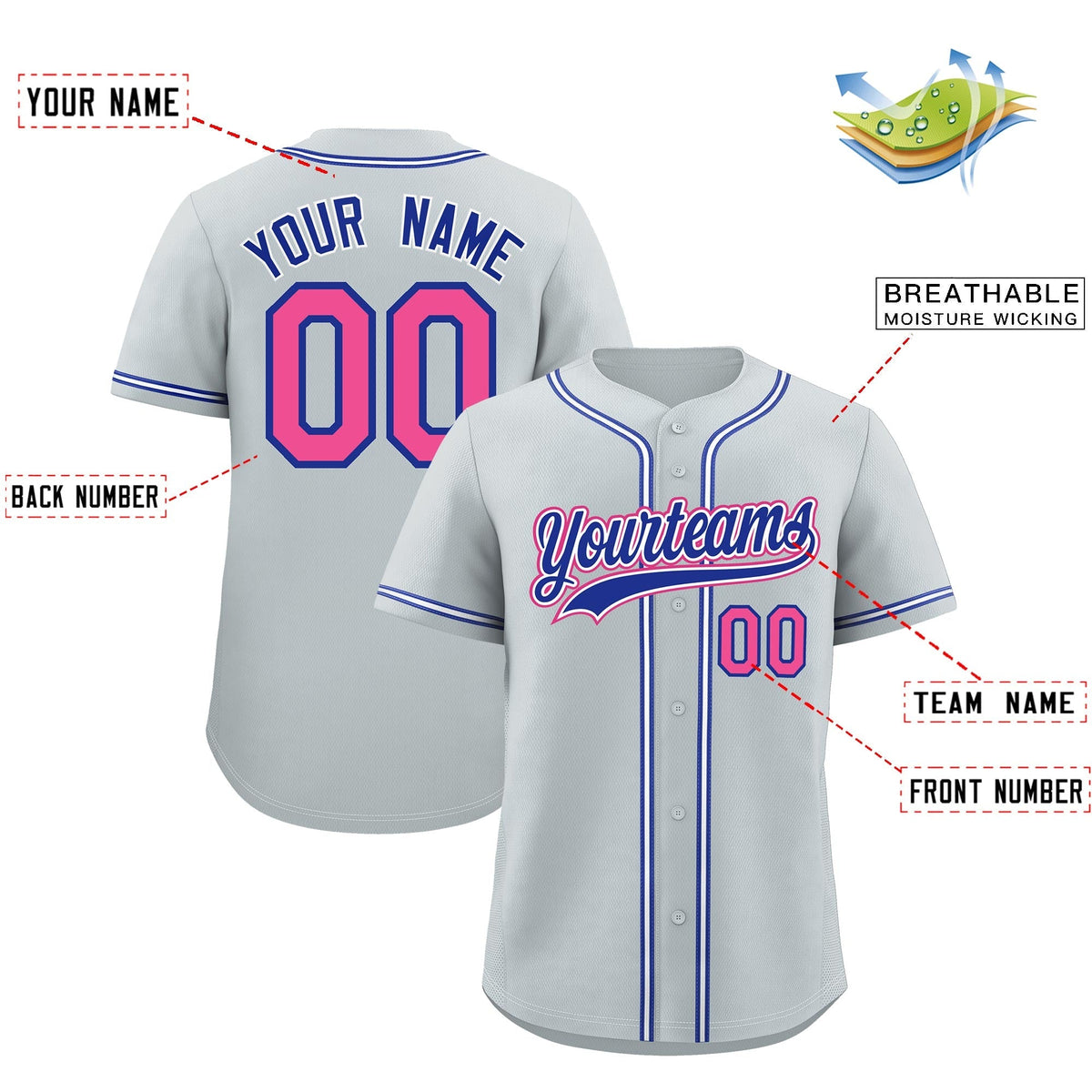 Custom Silver Classic Style Stitched Sports Uniform Personalized For Teams Lightweight Baseball Jersey| KXKSHOP