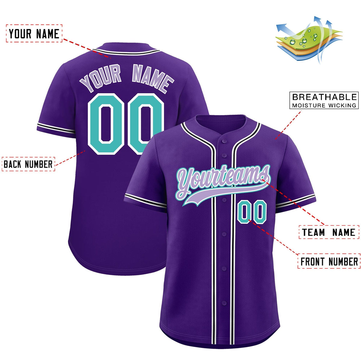 Custom Purple Classic Style Stitched Sports Uniform Personalized For Teams Lightweight Baseball Jersey| KXKSHOP