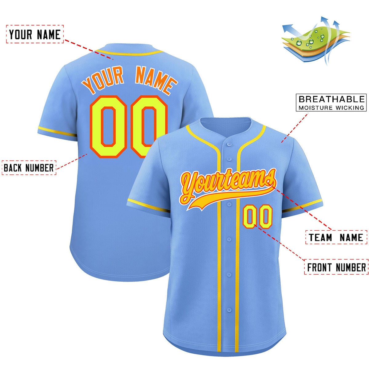Custom Light Blue Classic Style Stitched Sports Uniform Personalized For Teams Quick Dry Baseball Jersey| KXKSHOP