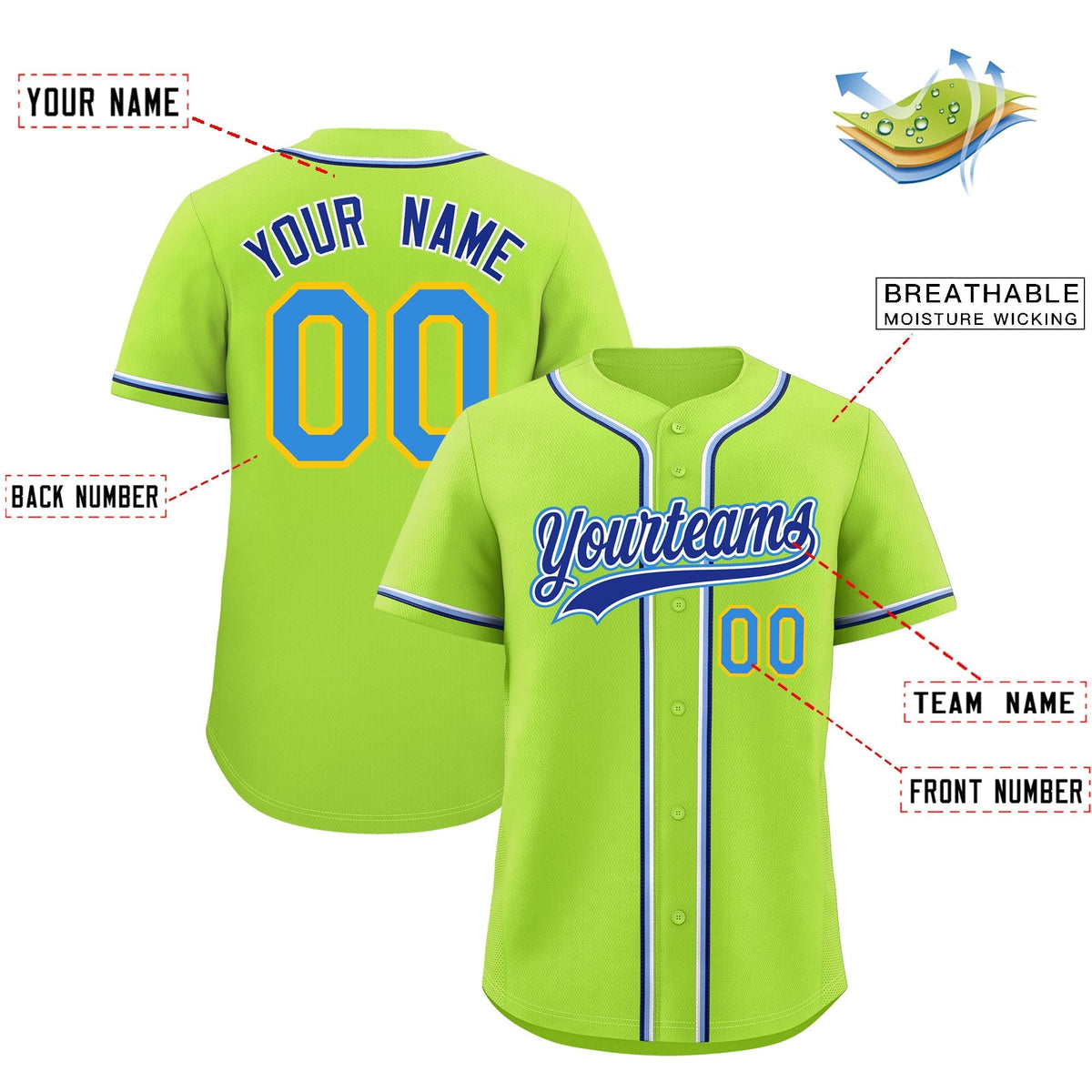 Custom Neon Green Classic Style Stitched Sports Uniform Personalized For Teams Quick Dry Baseball Jersey| KXKSHOP