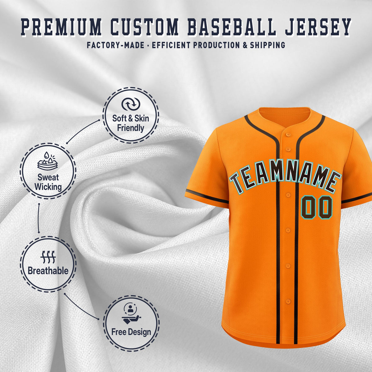 Custom Orange Classic Style Stitched Sports Uniform Personalized For Teams Lightweight Baseball Jersey| KXKSHOP