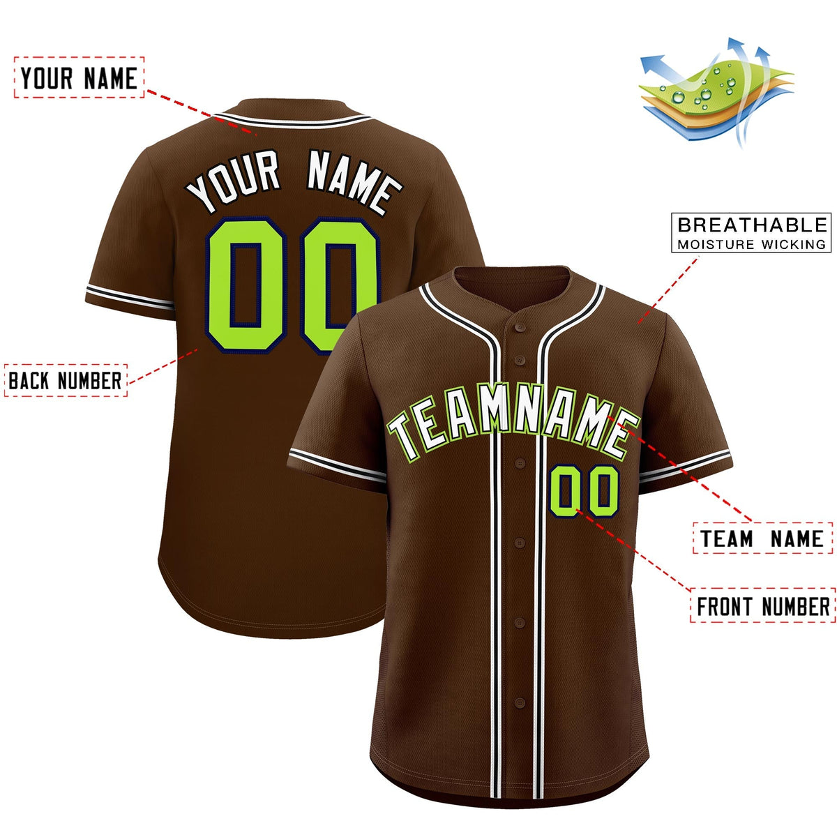 Custom Brown Classic Style Stitched Sports Uniform Personalized For Teams Lightweight Baseball Jersey| KXKSHOP