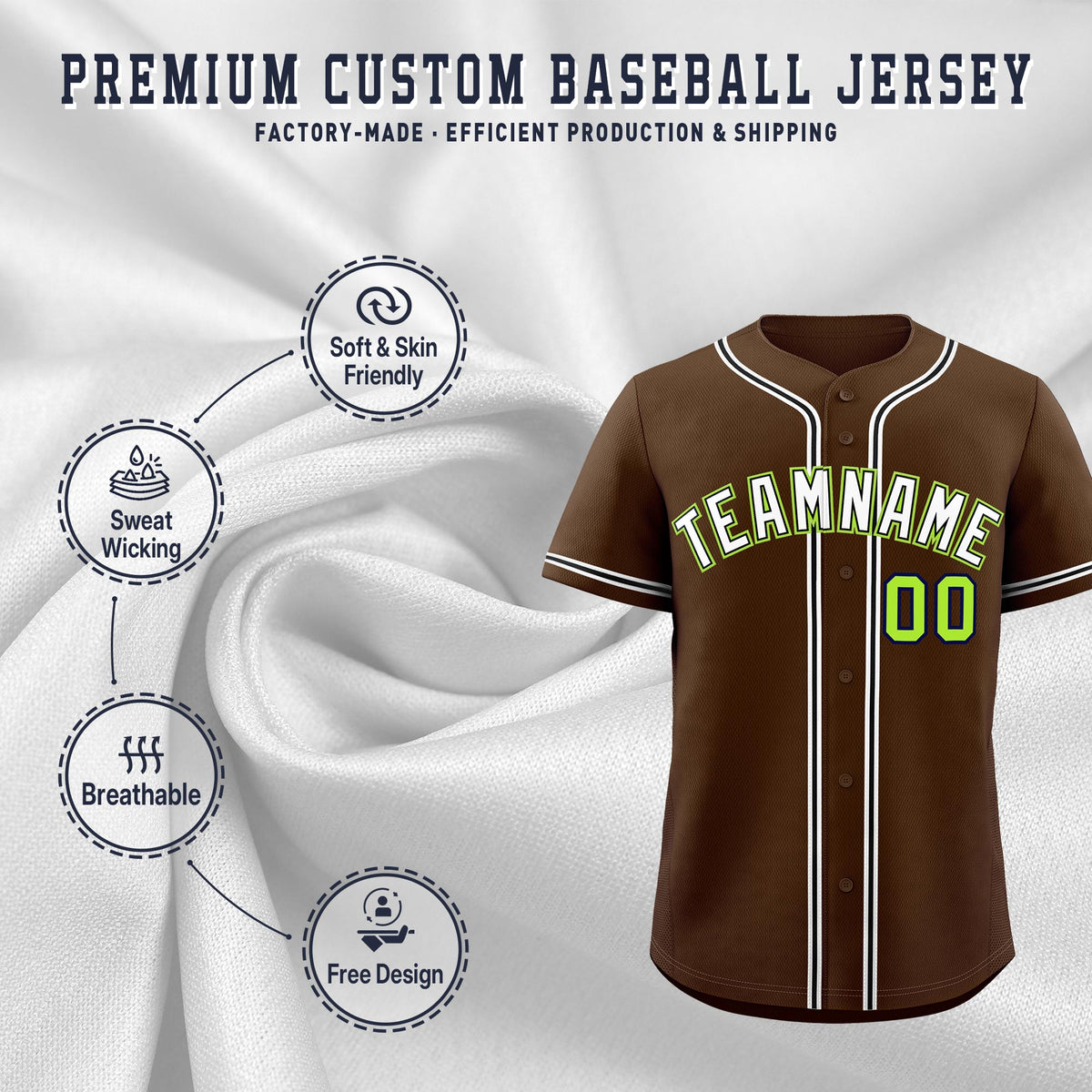 Custom Brown Classic Style Stitched Sports Uniform Personalized For Teams Lightweight Baseball Jersey| KXKSHOP