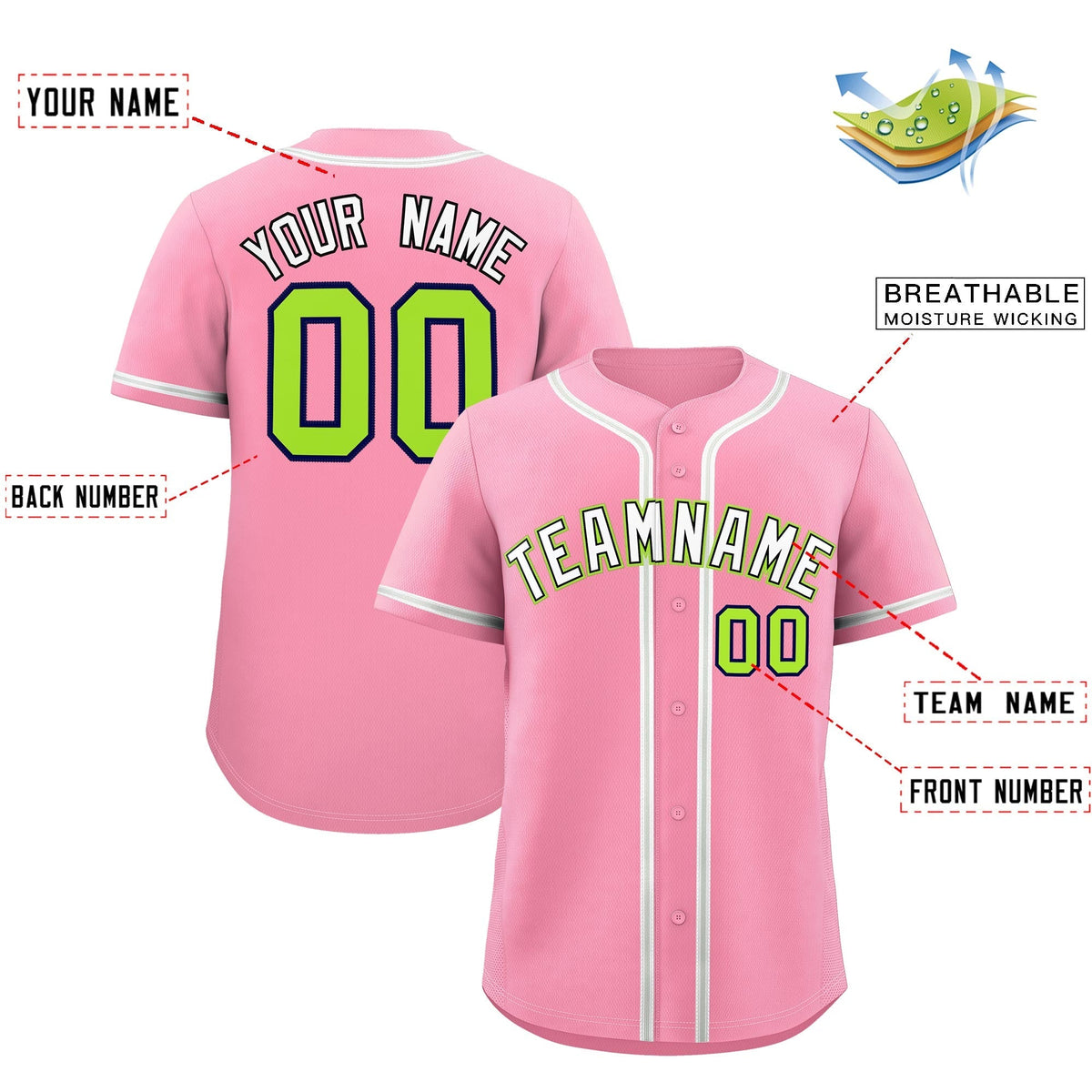 Custom Light Pink Classic Style Stitched Sports Uniform Personalized For Teams Quick Dry Baseball Jersey| KXKSHOP