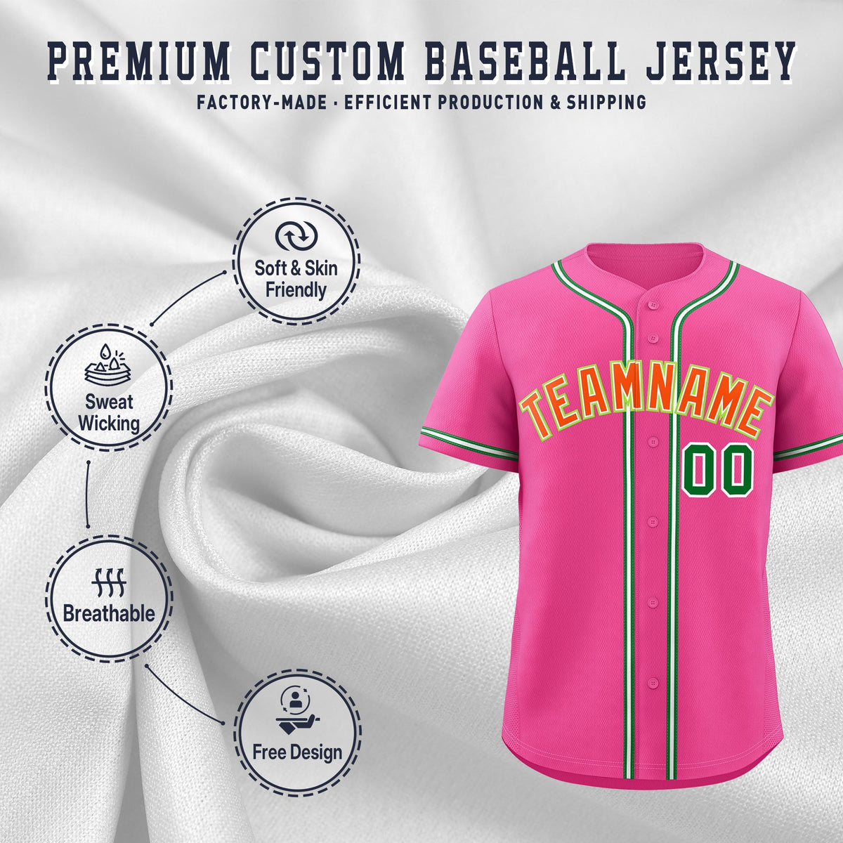 Custom Pink Classic Style Stitched Sports Uniform Personalized For Teams Lightweight Baseball Jersey| KXKSHOP