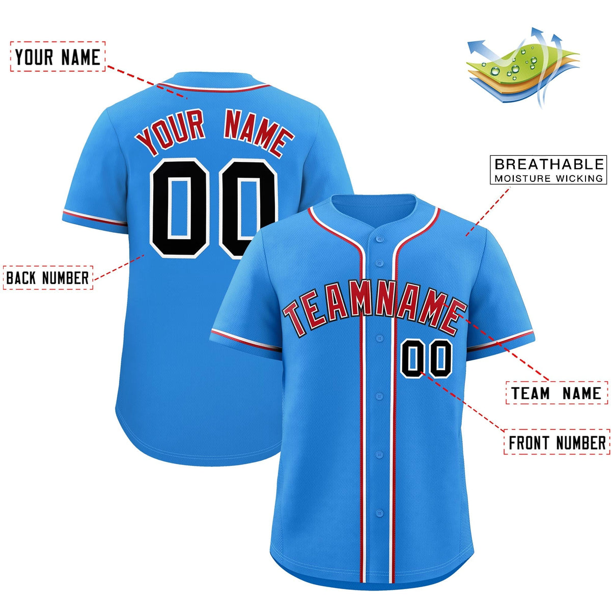 Custom Light Blue Classic Style Stitched Sports Uniform Personalized For Teams Quick Dry Baseball Jersey| KXKSHOP