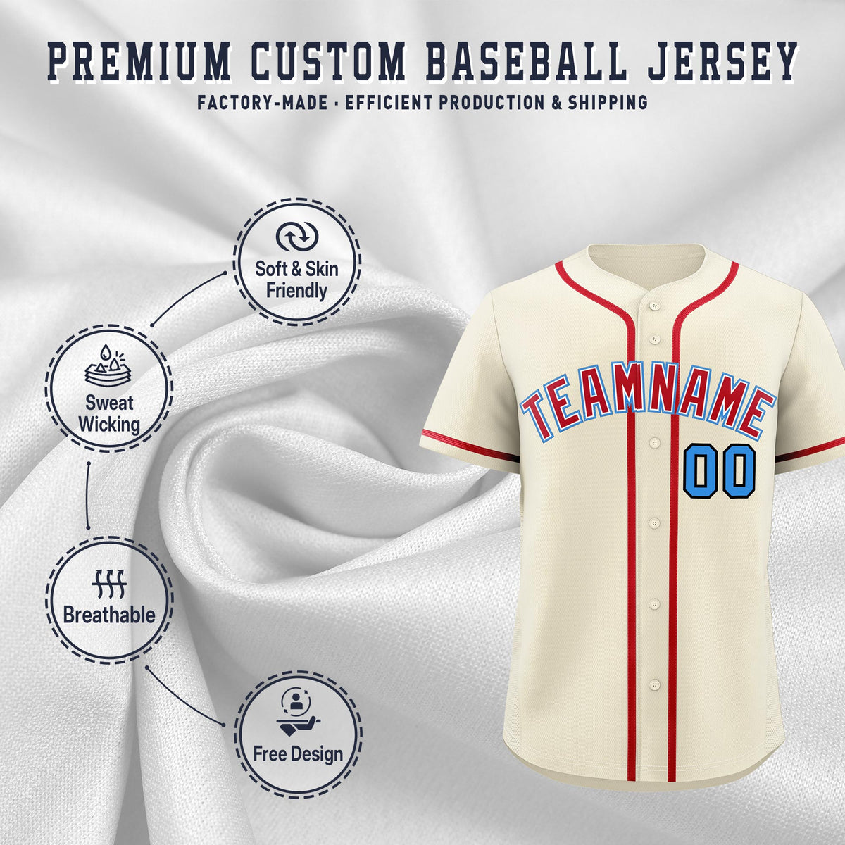 Custom Cream Classic Style Stitched Sports Uniform Personalized For Teams Quick Dry Baseball Jersey| KXKSHOP
