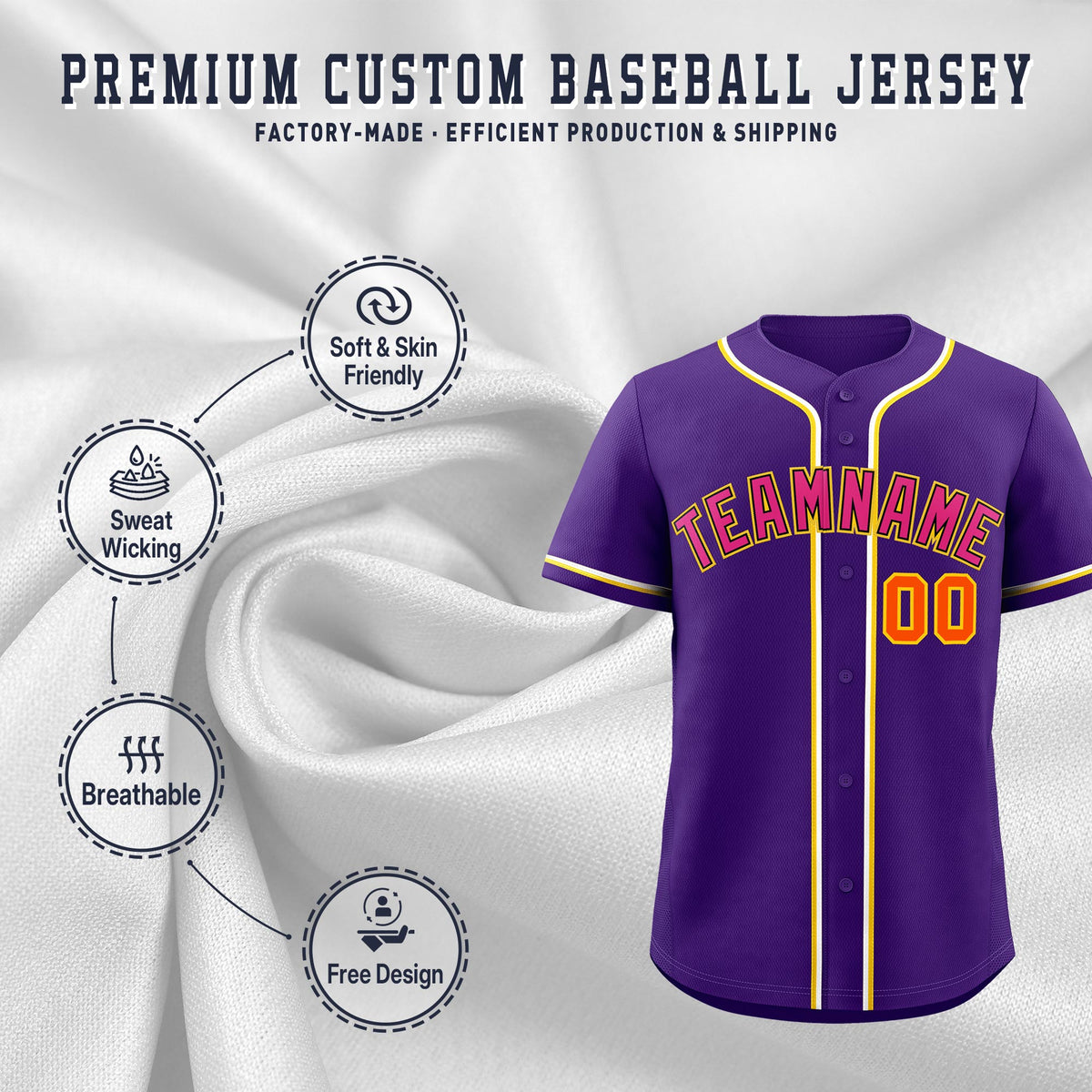 Custom Purple Classic Style Stitched Sports Uniform Personalized For Teams Quick Dry Baseball Jersey| KXKSHOP