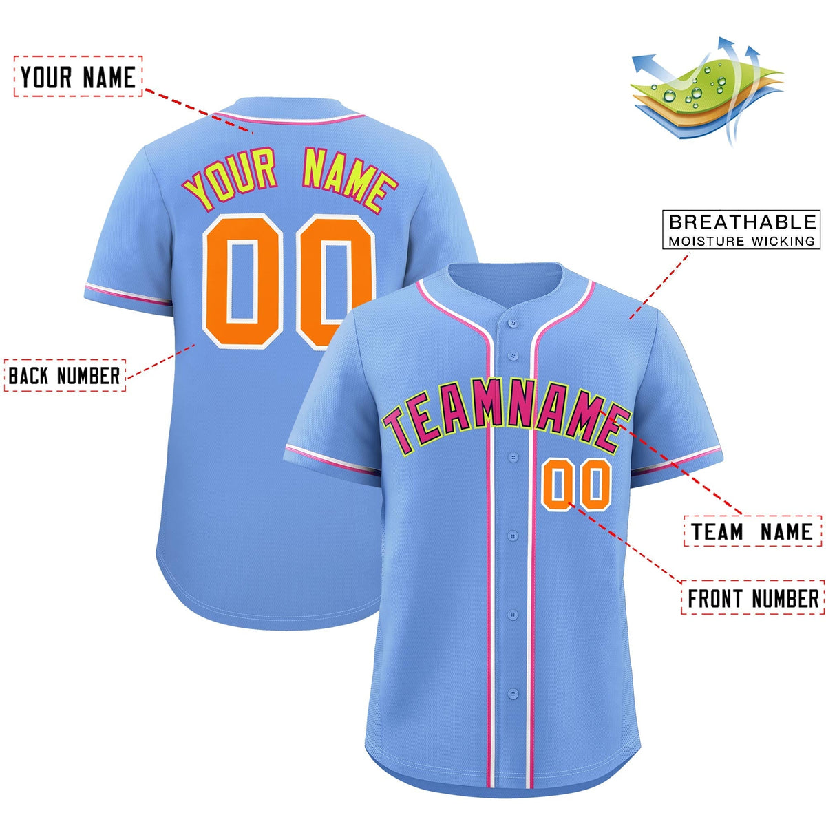Custom Light Blue Classic Style Stitched Sports Uniform Personalized For Teams Lightweight Baseball Jersey| KXKSHOP