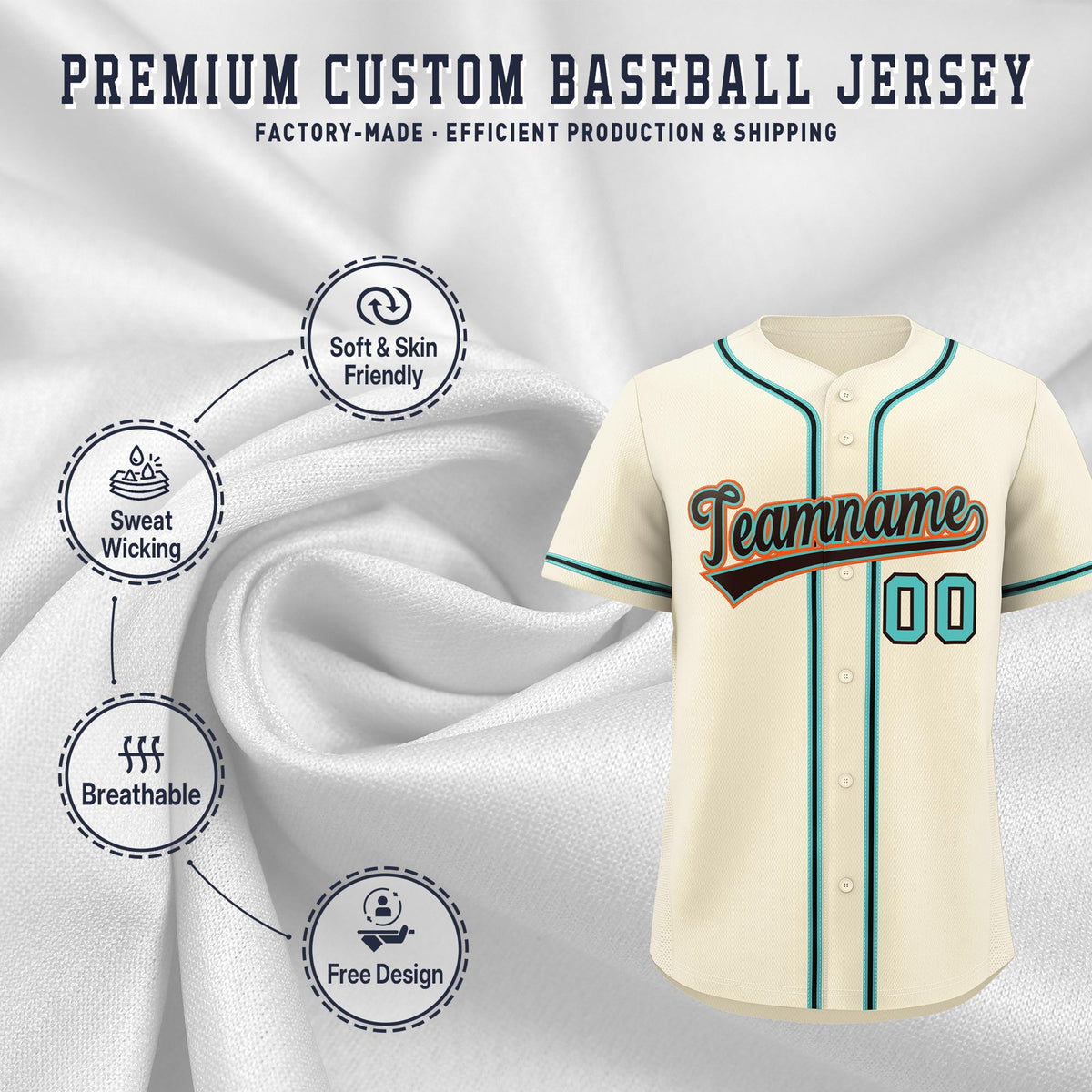 Custom Cream Classic Style Stitched Sports Uniform Personalized For Teams Quick Dry Baseball Jersey| KXKSHOP