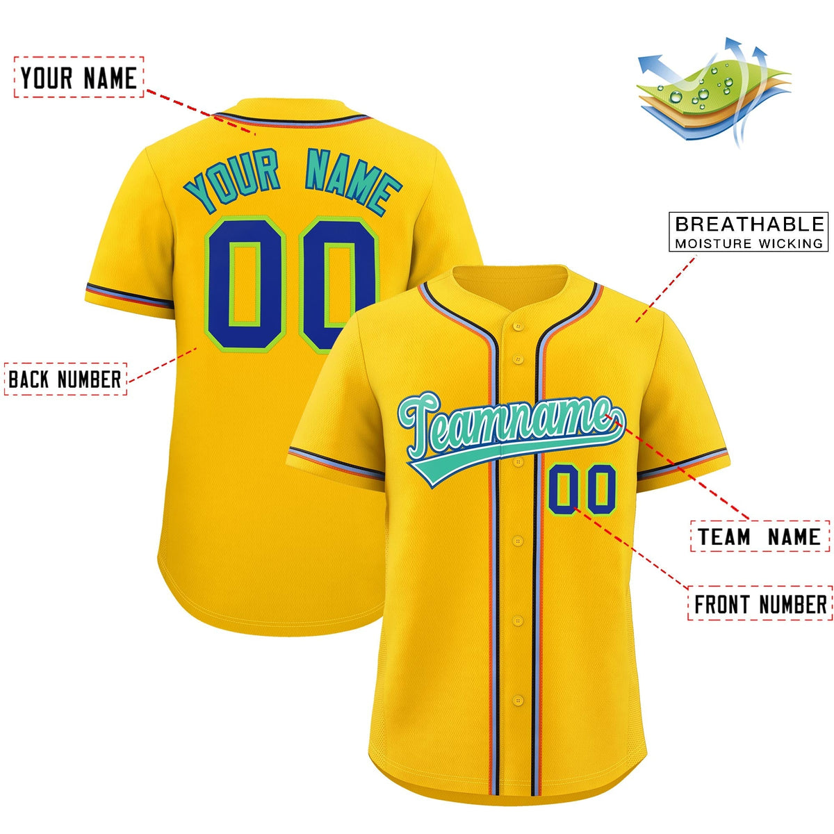 Custom Yellow Classic Style Stitched Sports Uniform Personalized For Teams Quick Dry Baseball Jersey| KXKSHOP