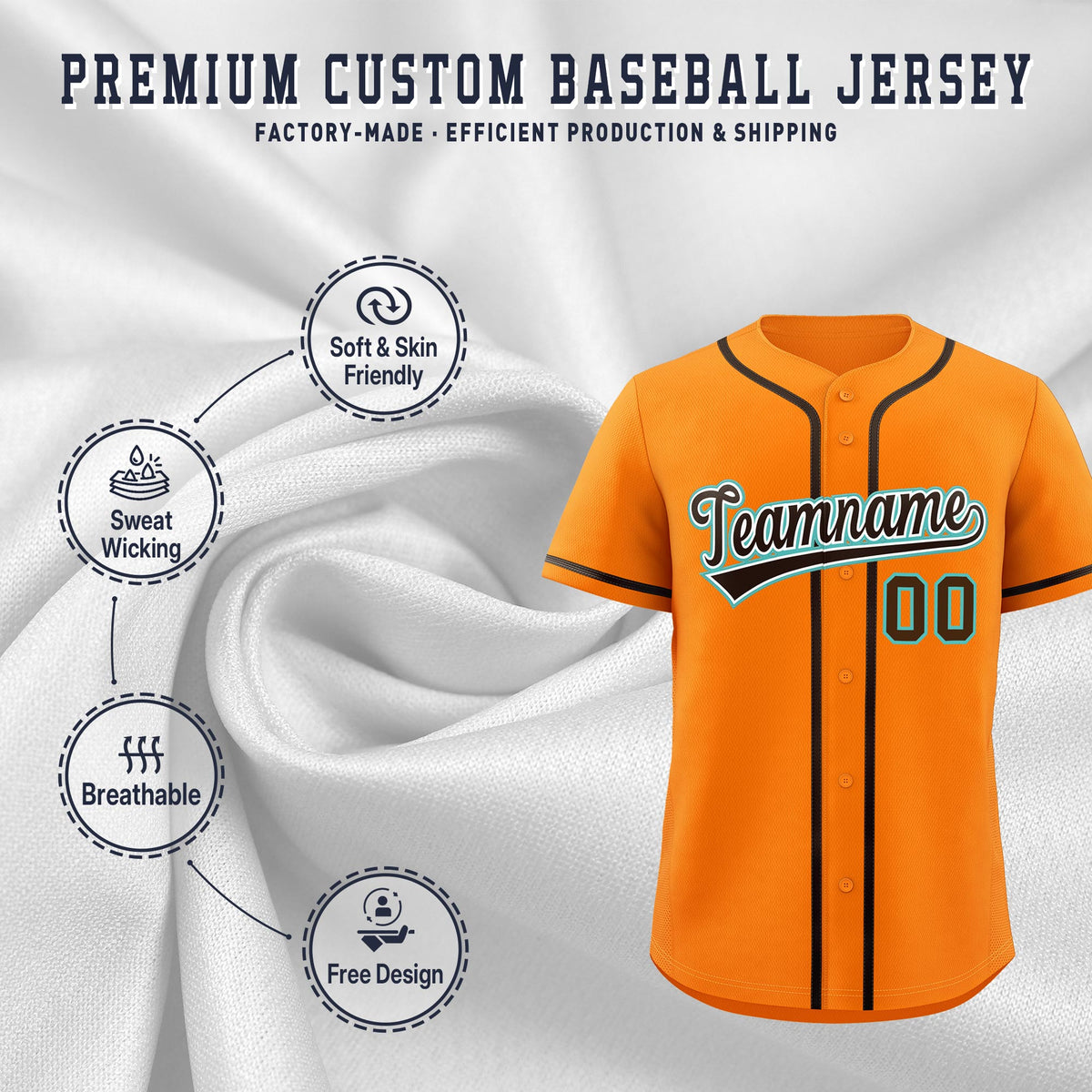 Custom Orange Classic Style Stitched Sports Uniform Personalized For Teams Lightweight Baseball Jersey| KXKSHOP