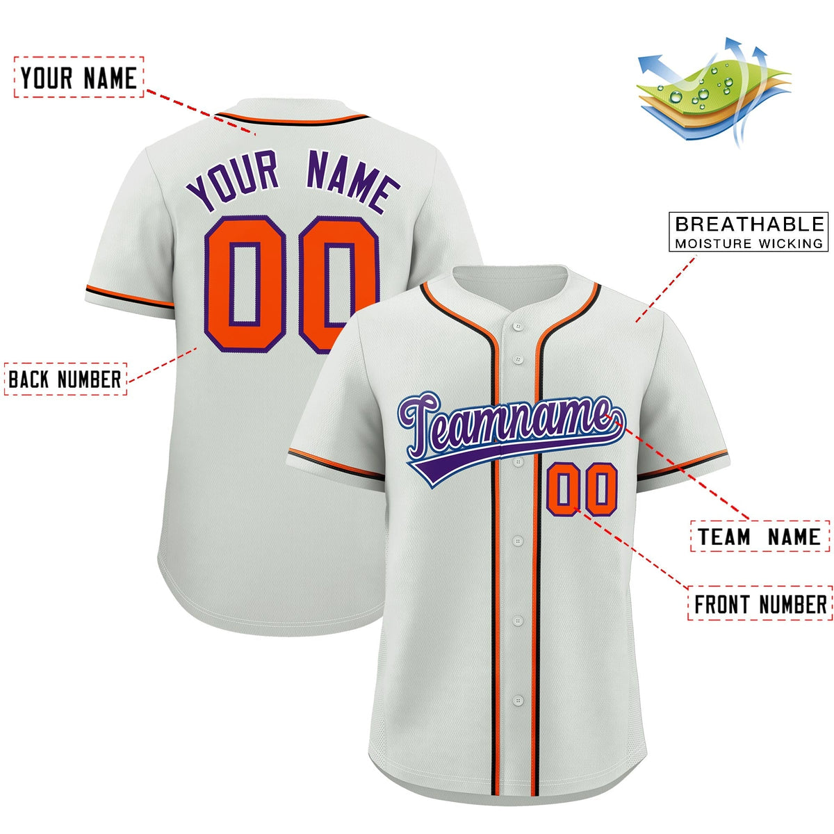 Custom Light Gray Classic Style Stitched Sports Uniform Personalized For Teams Quick Dry Baseball Jersey| KXKSHOP