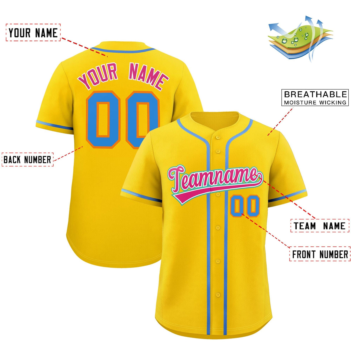 Custom Gold Classic Style Stitched Sports Uniform Personalized For Teams Lightweight Baseball Jersey| KXKSHOP