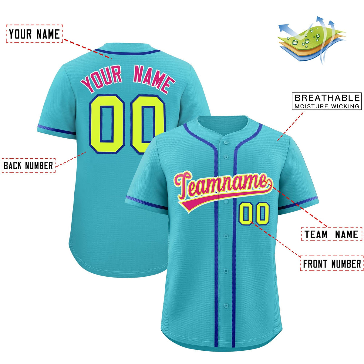 Custom Sky Blue Classic Style Stitched Sports Uniform Personalized For Teams Lightweight Baseball Jersey| KXKSHOP