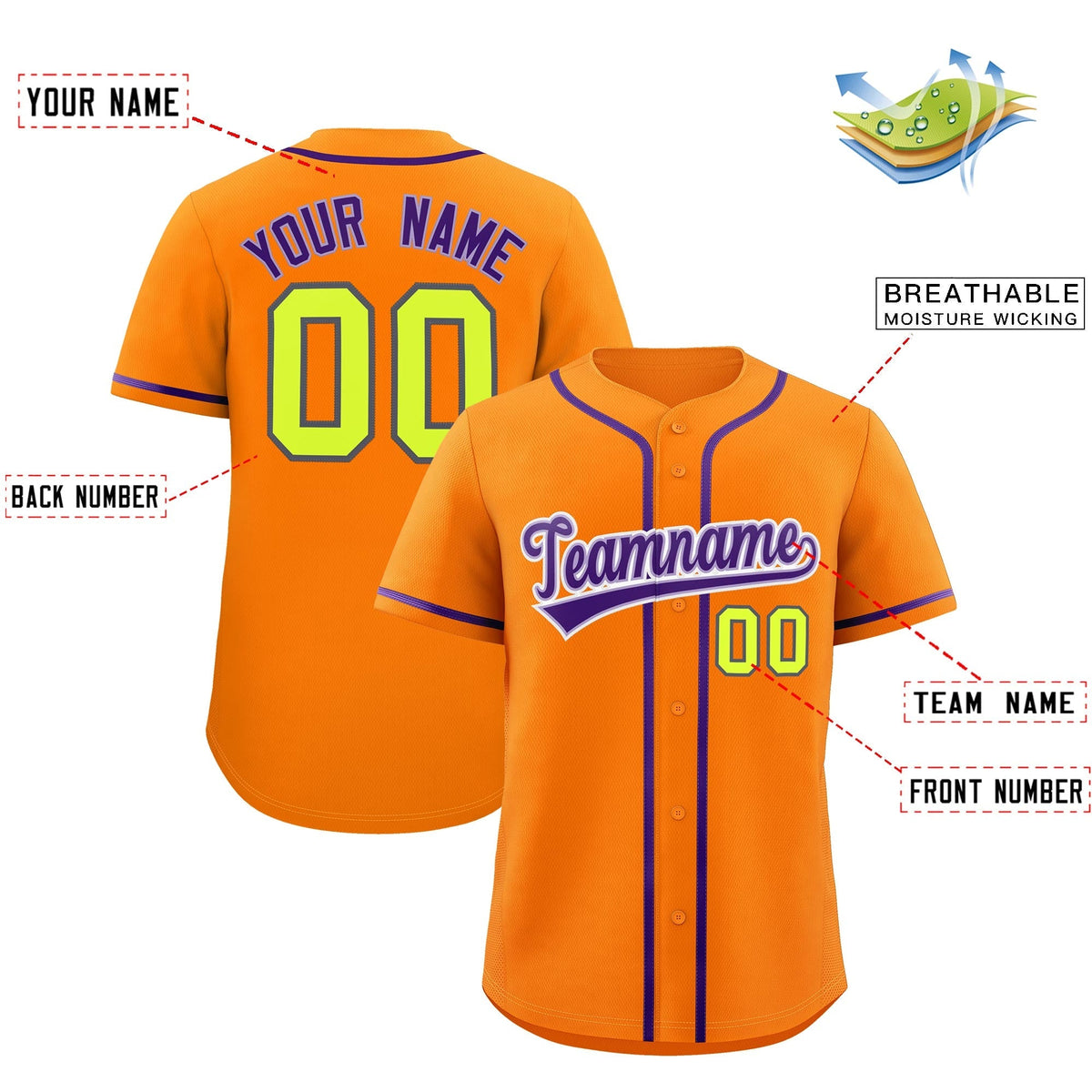 Custom Orange Classic Style Stitched Sports Uniform Personalized For Teams Quick Dry Baseball Jersey| KXKSHOP