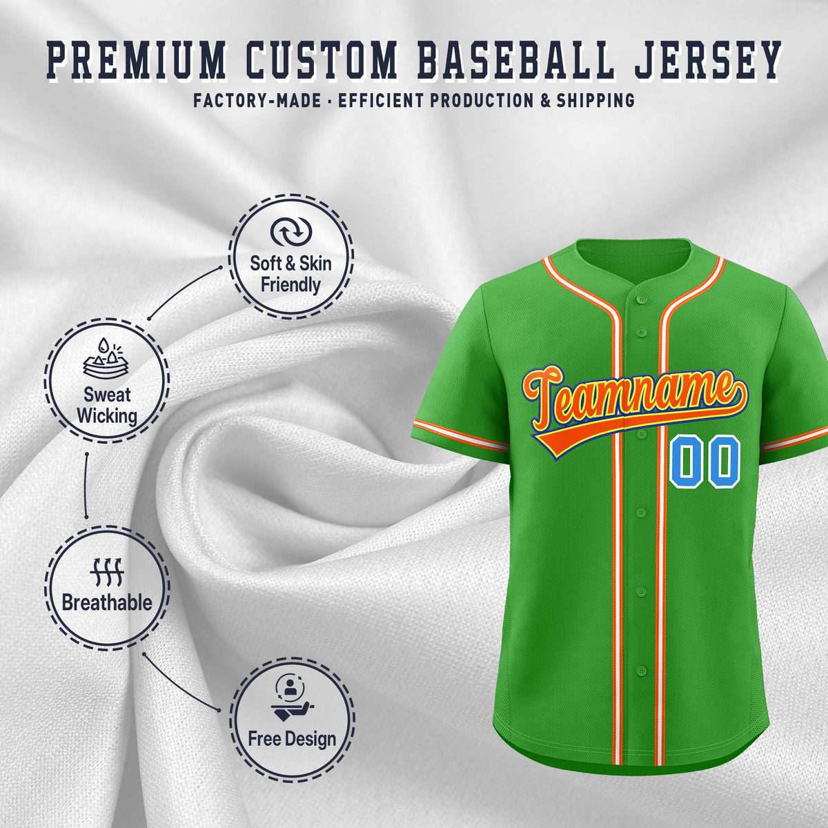 Custom Light Green Classic Style Stitched Sports Uniform Personalized For Teams Lightweight Baseball Jersey| KXKSHOP