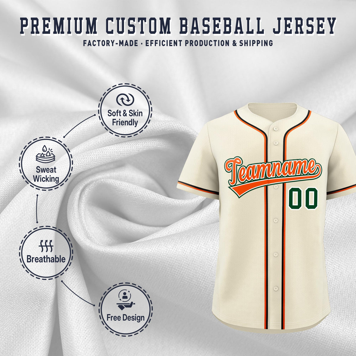 Custom Cream Classic Style Stitched Sports Uniform Personalized For Teams Lightweight Baseball Jersey| KXKSHOP