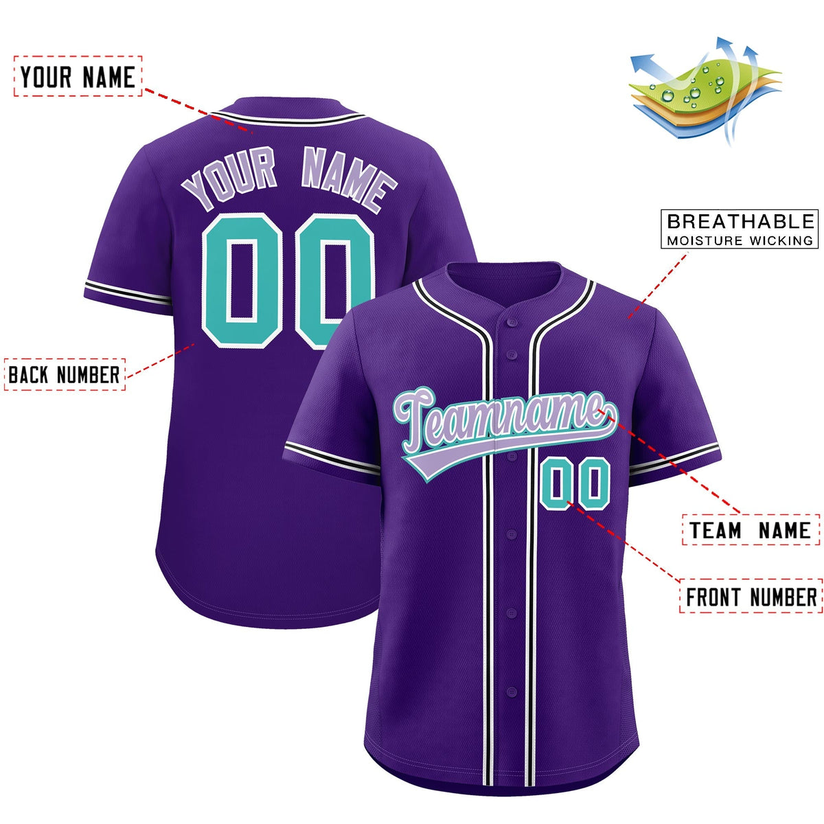 Custom Purple Classic Style Stitched Sports Uniform Personalized For Teams Lightweight Baseball Jersey| KXKSHOP