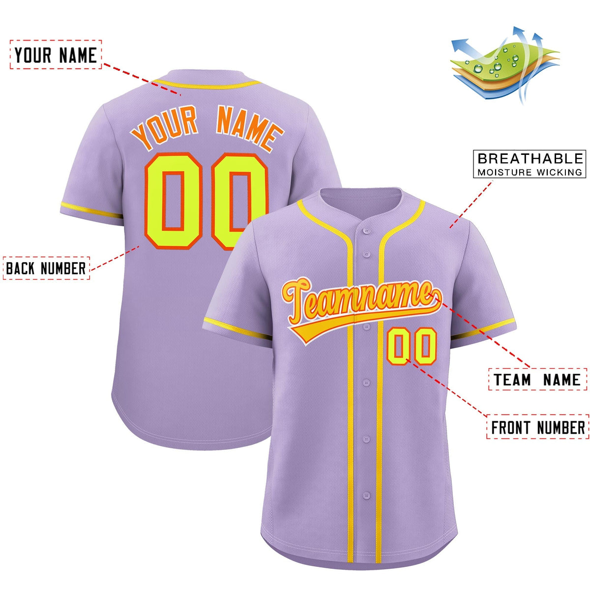 Custom Light Purple Classic Style Stitched Sports Uniform Personalized For Teams Lightweight Baseball Jersey| KXKSHOP