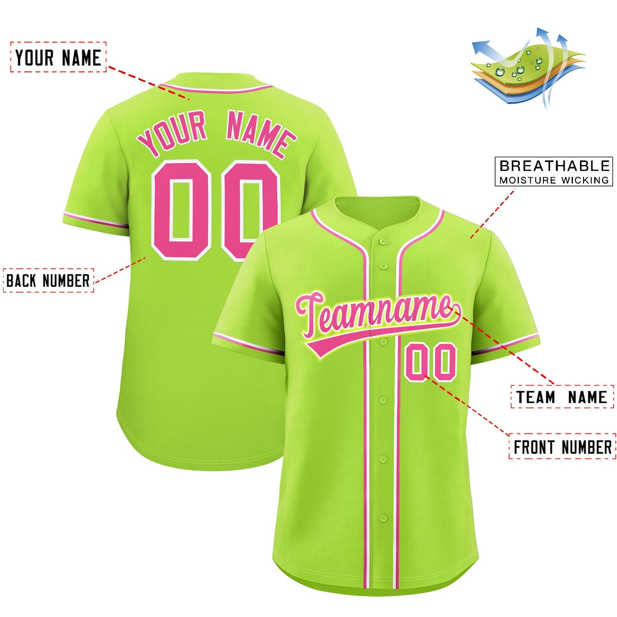 Custom Neon Green Classic Style Stitched Sports Uniform Personalized For Teams Quick Dry Baseball Jersey| KXKSHOP