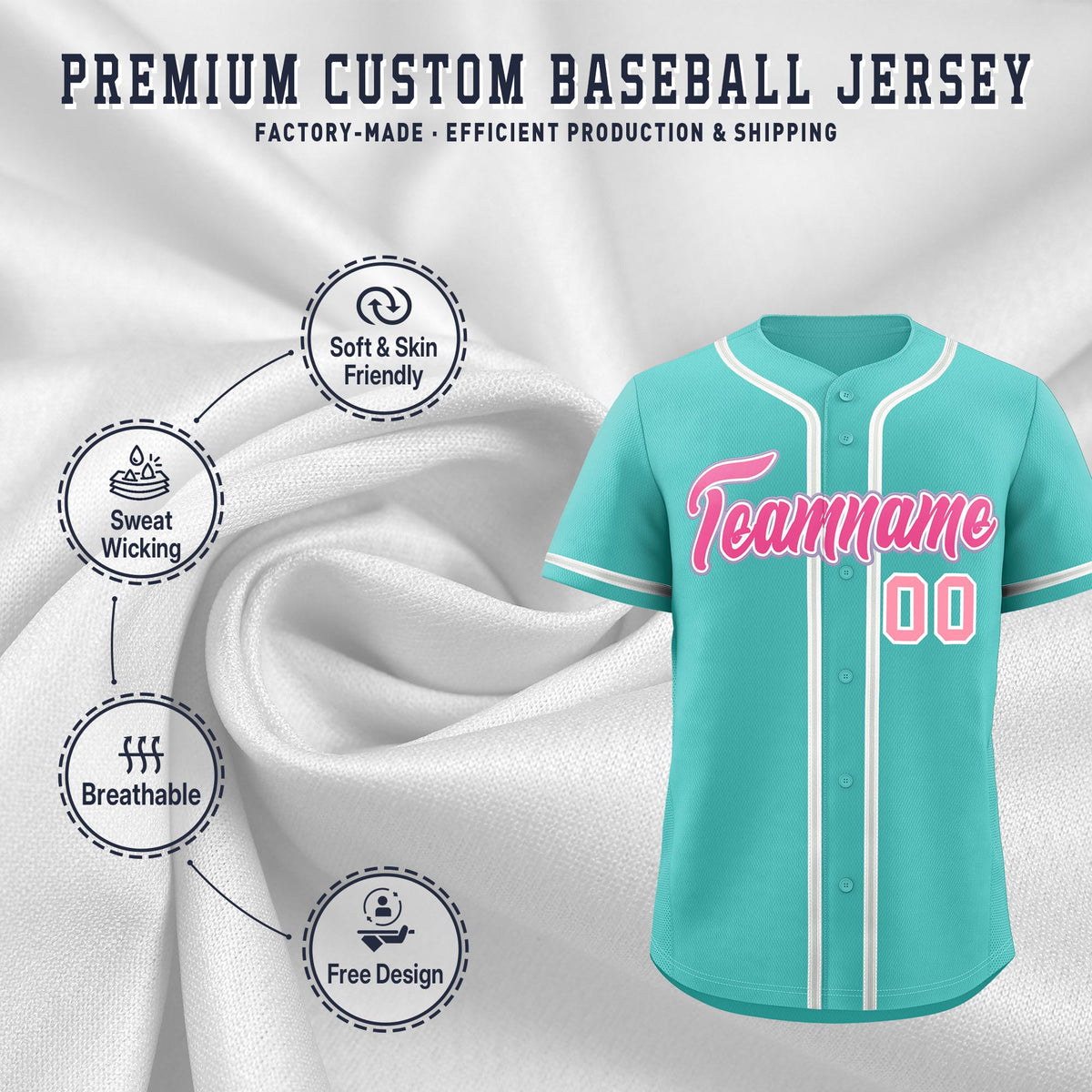 Custom Teal Classic Style Stitched Sports Uniform Personalized For Teams Lightweight Baseball Jersey| KXKSHOP