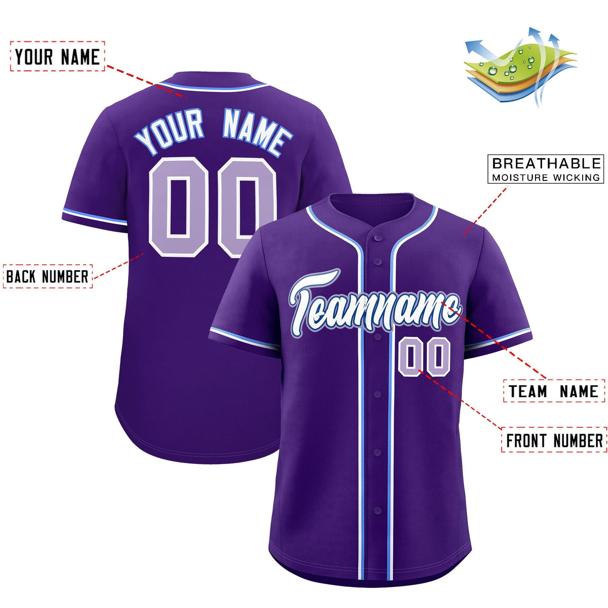 Custom Purple Classic Style Stitched Sports Uniform Personalized For Teams Lightweight Baseball Jersey| KXKSHOP