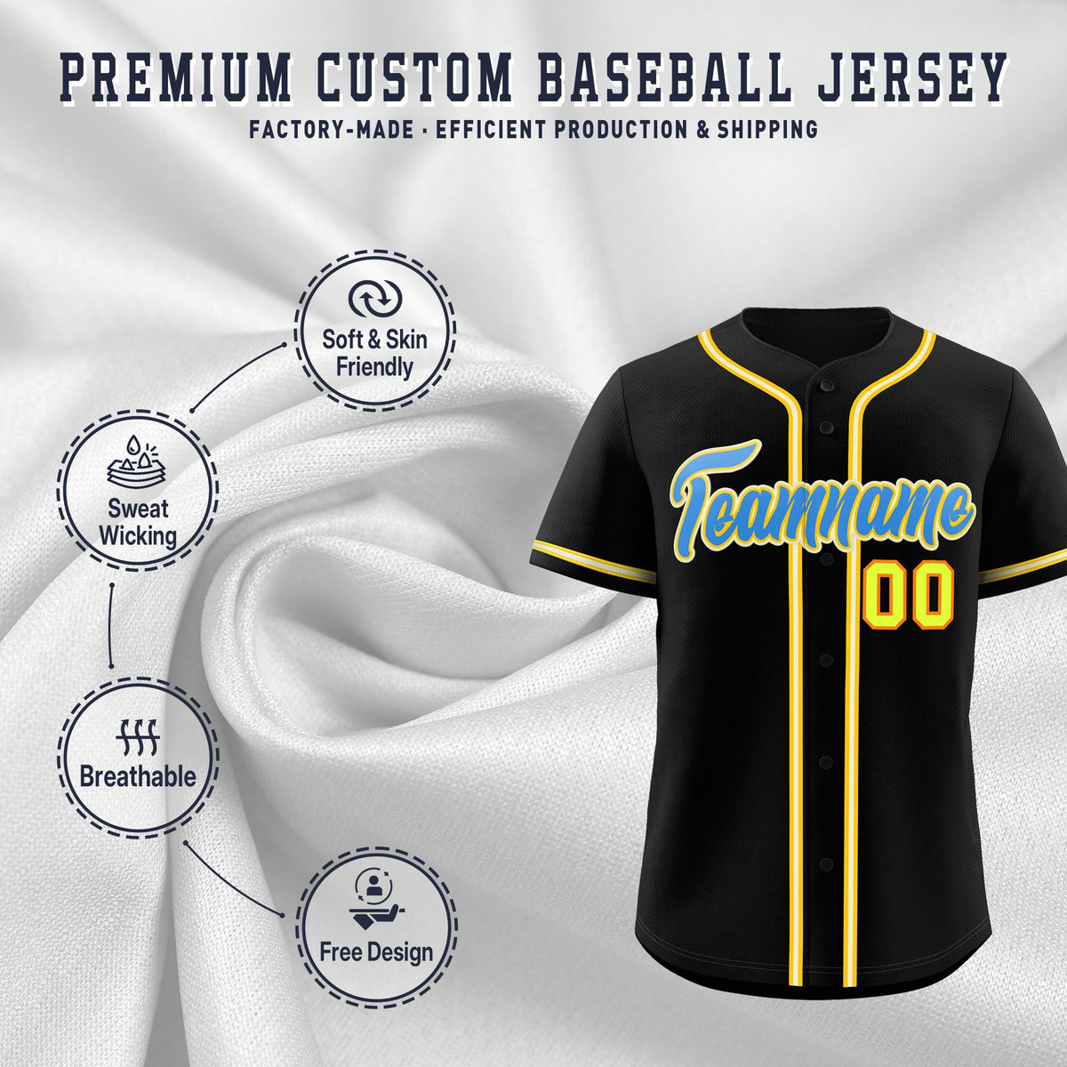 Custom Black Classic Style Stitched Sports Uniform Personalized For Teams Quick Dry Baseball Jersey| KXKSHOP