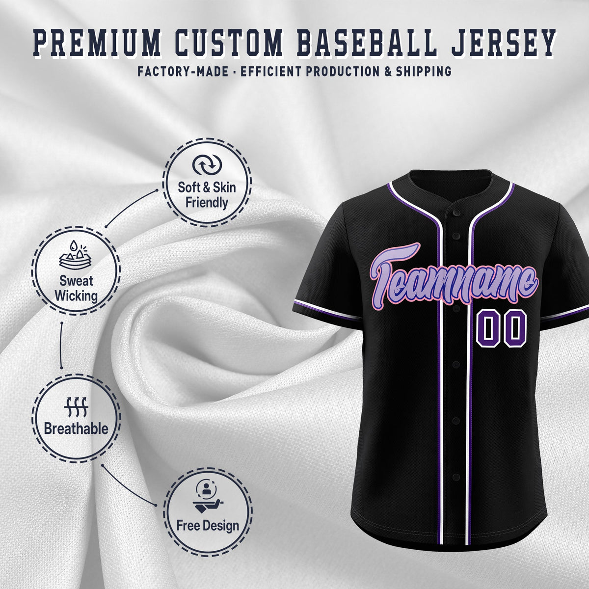 Custom Black Classic Style Stitched Sports Uniform Personalized For Teams Quick Dry Baseball Jersey| KXKSHOP