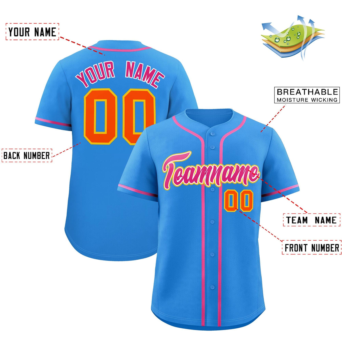 Custom Light Blue Classic Style Stitched Sports Uniform Personalized For Teams Lightweight Baseball Jersey| KXKSHOP