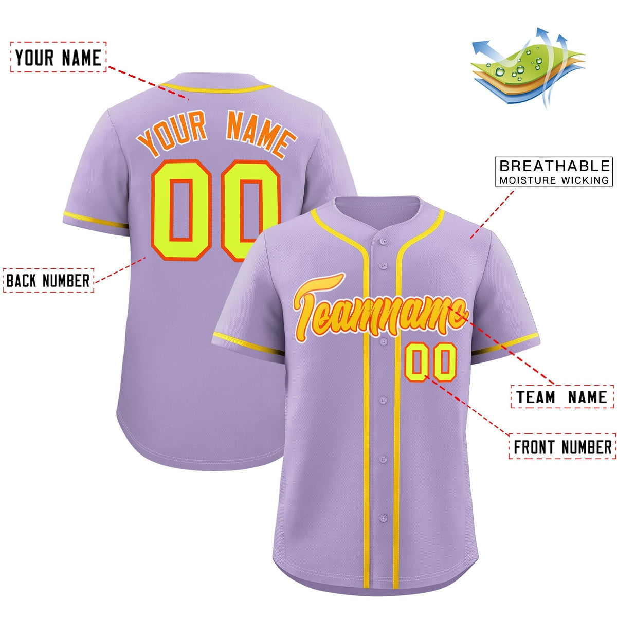 Custom Light Purple Classic Style Stitched Sports Uniform Personalized For Teams Lightweight Baseball Jersey| KXKSHOP