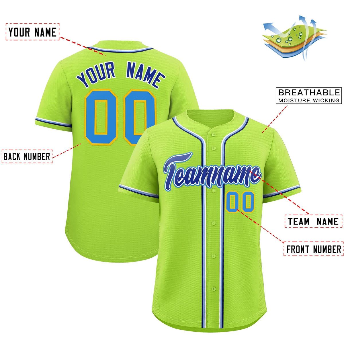 Custom Neon Green Classic Style Stitched Sports Uniform Personalized For Teams Quick Dry Baseball Jersey| KXKSHOP