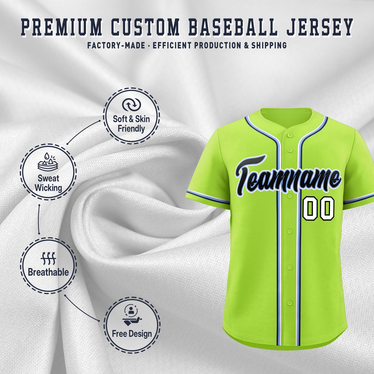 Custom Neon Green Classic Style Stitched Sports Uniform Personalized For Teams Lightweight Baseball Jersey| KXKSHOP